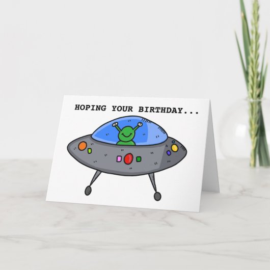 CARTES D'ANNIVERSAIRE ALIEN UFO FUNNY (Devant)