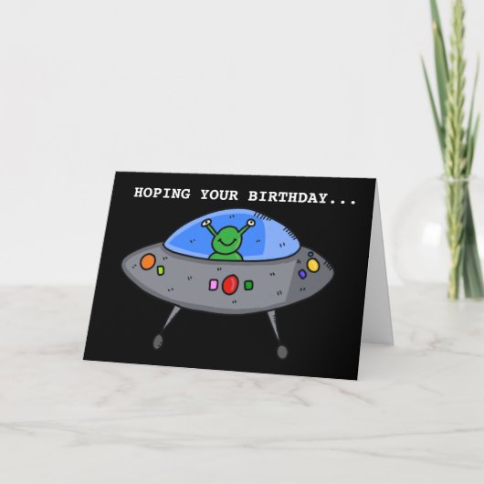 CARTES D'ANNIVERSAIRE ALIEN UFO FUNNY (Devant)