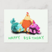 Cartes d'anniversaire amusantes avec des poulets h (Devant)
