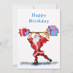 Cartes d'anniversaire amusantes Père Noël avec cad