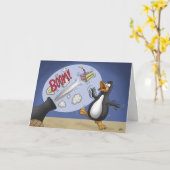 Cartes d'anniversaire amusantes : Pingouin Cake Ca (Fleur jaune)