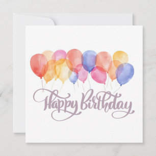 Cartes d'anniversaire aquarelle ballons Joyeux Ann