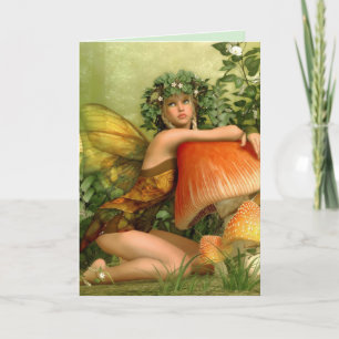 CARTES D'ANNIVERSAIRE ART FANTASIE FILLE LUTIN FÉE