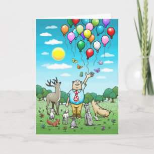Cartes d'anniversaire avec des ballons dans l'air