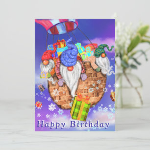 Cartes d'anniversaire avec lutins et cadeaux