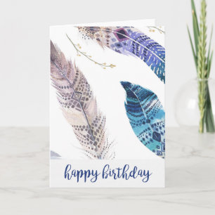 Cartes d'anniversaire bleu et tean Aquarelle