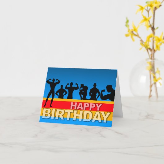 Cartes d'anniversaire Bodybuilder (Fleur jaune)