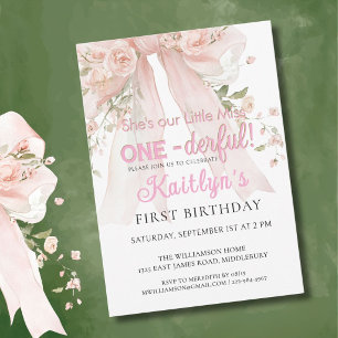 Cartes d'anniversaire Charmant Nœud Rose One-derfu