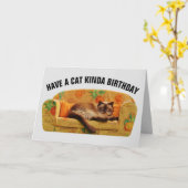 CARTES D'ANNIVERSAIRE CHAT FUNNY, UN CHAT ANNIVERS (Fleur jaune)