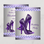 Cartes d'anniversaire Chaussures Talons Hauts Viol (Devant / Derrière)