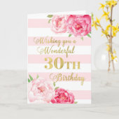 Cartes d'anniversaire de 30e anniversaire rose et  (Fleur jaune)
