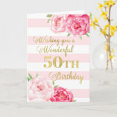 Cartes d'anniversaire de 50e anniversaire roses (Fleur jaune)