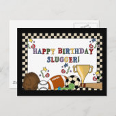 Cartes d'anniversaire de baseball Slugger (Devant / Derrière)