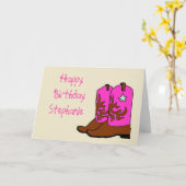 Cartes d'anniversaire de fille rose (Fleur jaune)