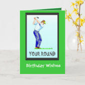 Cartes d'anniversaire de golf, Teoff off (Fleur jaune)