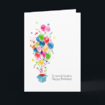 Cartes d'anniversaire de Grandson Ballons colorés<br><div class="desc">Illustration colorée montrant des ballons colorés de différentes formes éclatant d'une boîte cadeau magique. Joie,  bonheur et éclat coloré ! Un cadeau coloré de fête d'anniversaire pour votre petit-fils. Bien sûr de lui faire sourire !</div>