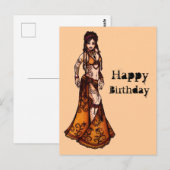 Cartes d'anniversaire de la danseuse du ventre (Devant / Derrière)