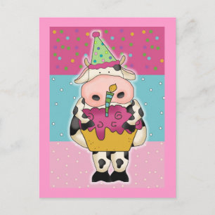 Cartes d'anniversaire de la vache et Postage