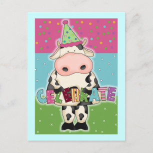 Cartes d'anniversaire de la vache et Postage