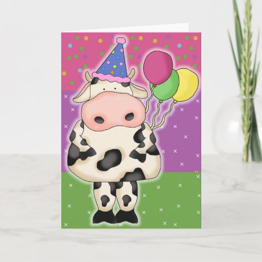 Cartes d'anniversaire de la vache et timbres d'éta (Devant)