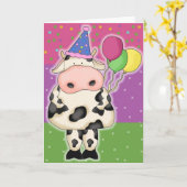 Cartes d'anniversaire de la vache et timbres d'éta (Fleur jaune)