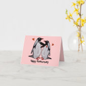 Cartes d'anniversaire de l'amour des pingouins (Fleur jaune)