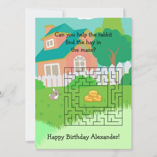 Cartes d'anniversaire de lapin et foin pour enfant (Devant)