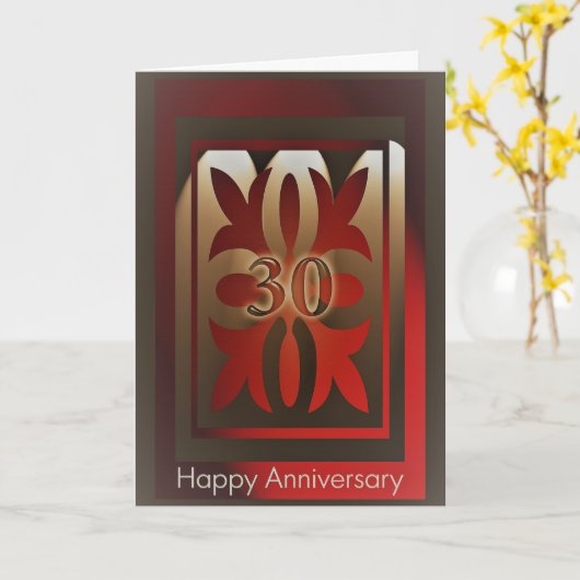 Cartes d'anniversaire de l'employé 30 ans Rouge et (Fleur jaune)