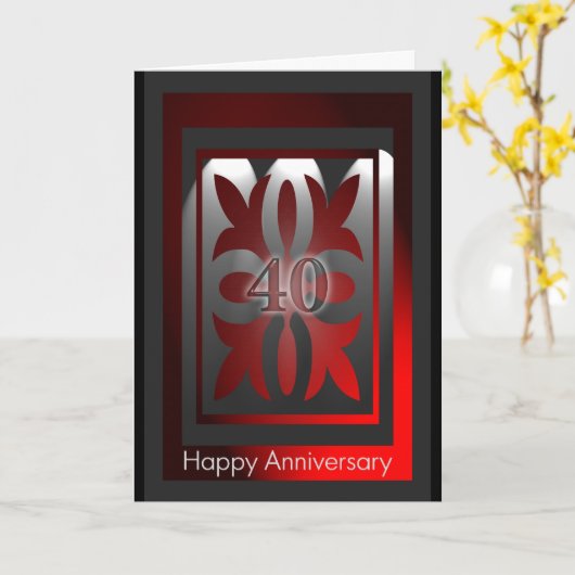 Cartes d'anniversaire de l'employé 40 ans rouge et (Fleur jaune)