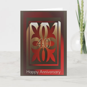 Cartes d'anniversaire de l'employé 40 ans Rouge et