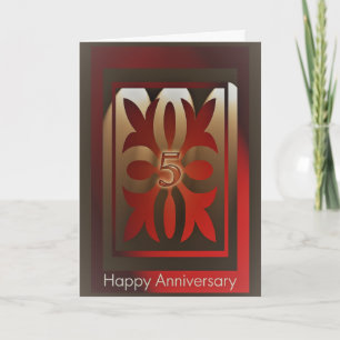 Cartes d'anniversaire de l'employé 5 ans Rouge et 