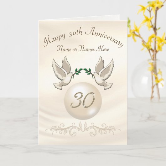 Cartes d'anniversaire de mariage 30 ans Pearl, Per (Fleur jaune)
