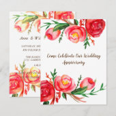 Cartes d'anniversaire de mariage rustiques Art flo (Devant / Derrière)