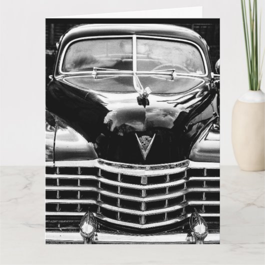 CARTES D'ANNIVERSAIRE DE VOITURE CLASSIQUE NOIRE (Devant)
