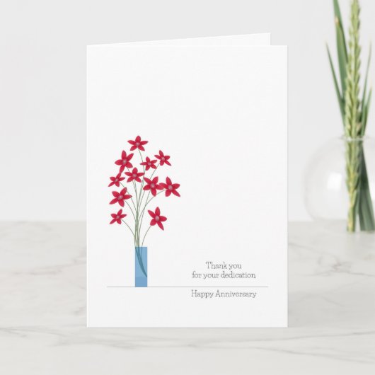 Cartes d'anniversaire des employés, fleurs rouges (Devant)