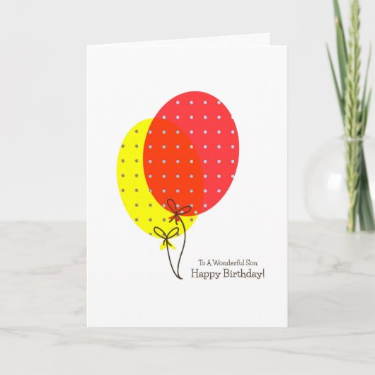 Cartes D'Anniversaire Du Fils, Gros Ballons Coloré (Devant)