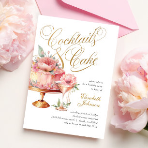 Cartes d'anniversaire élégantes cocktails et gâtea