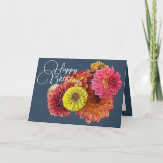 Cartes d'anniversaire florales roses orangées Dahl