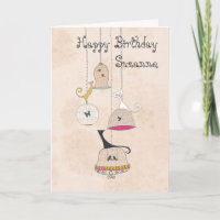 Cartes d'anniversaire folles de cages à oiseaux de