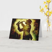 CARTES D'ANNIVERSAIRE JAZZ SAX0PHONE (Fleur jaune)