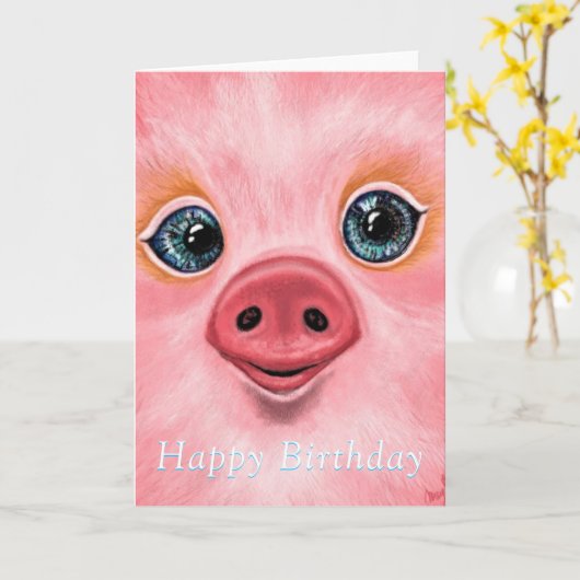 Cartes d'Anniversaire Jolies Pig Bébé - Smile (Fleur jaune)