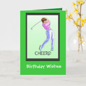 Cartes d'anniversaire jouantes au golf, golfeur de (Fleur jaune)