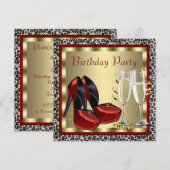 Cartes d'anniversaire léopard Chaussures à talons (Devant / Derrière)