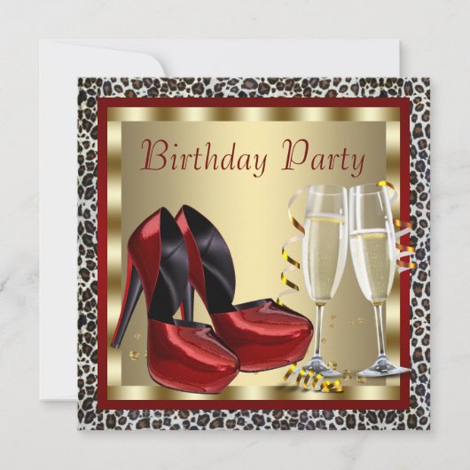 Cartes d'anniversaire léopard Chaussures à talons (Devant)
