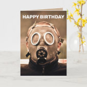 CARTES D'ANNIVERSAIRE MASQUE GAZ (Fleur jaune)