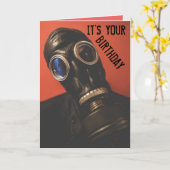 CARTES D'ANNIVERSAIRE MASQUE GAZ (Fleur jaune)