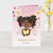 Cartes d'anniversaire Melanin Princess pour tous l (Fleur jaune)