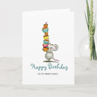 Cartes d'anniversaire mignonne pour souris avec cu