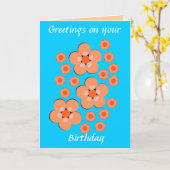 Cartes d'anniversaire oranges florales (Fleur jaune)