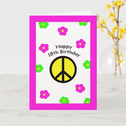 Cartes d'anniversaire Peace 18th (Fleur jaune)